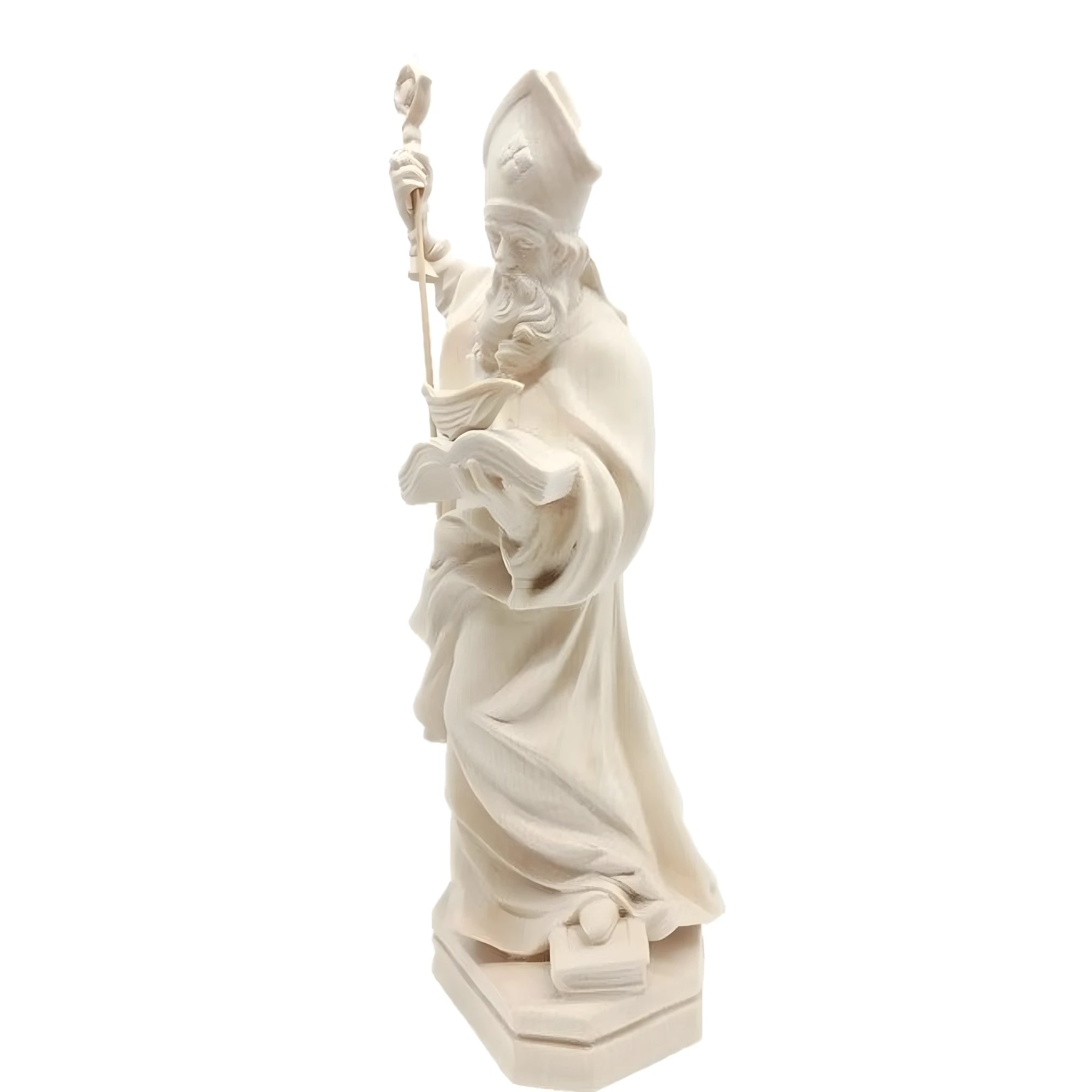 Statue des heiligen Sigisfred, Bischof, mit Boot auf dem Buch aus Ahornholz