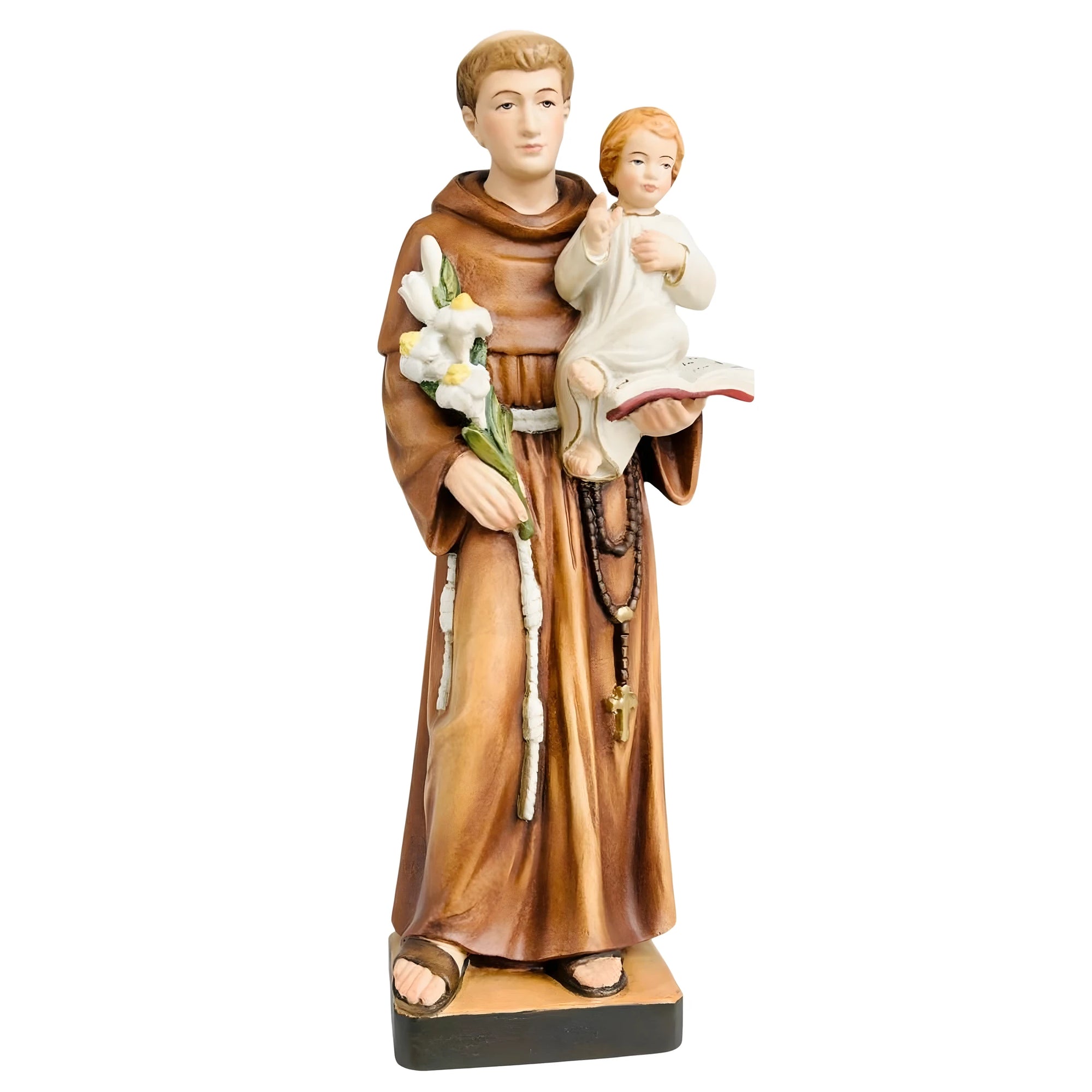 Statua in Legno di Sant'Antonio di Padova con Bambino | Scultura Artigianale Val Gardena