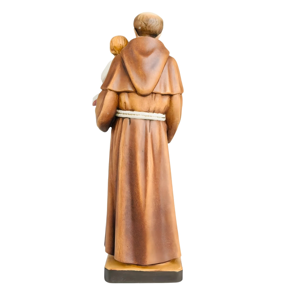 Estatua de Madera de San Antonio de Padua con Niño | Escultura Artesanal Val Gardena