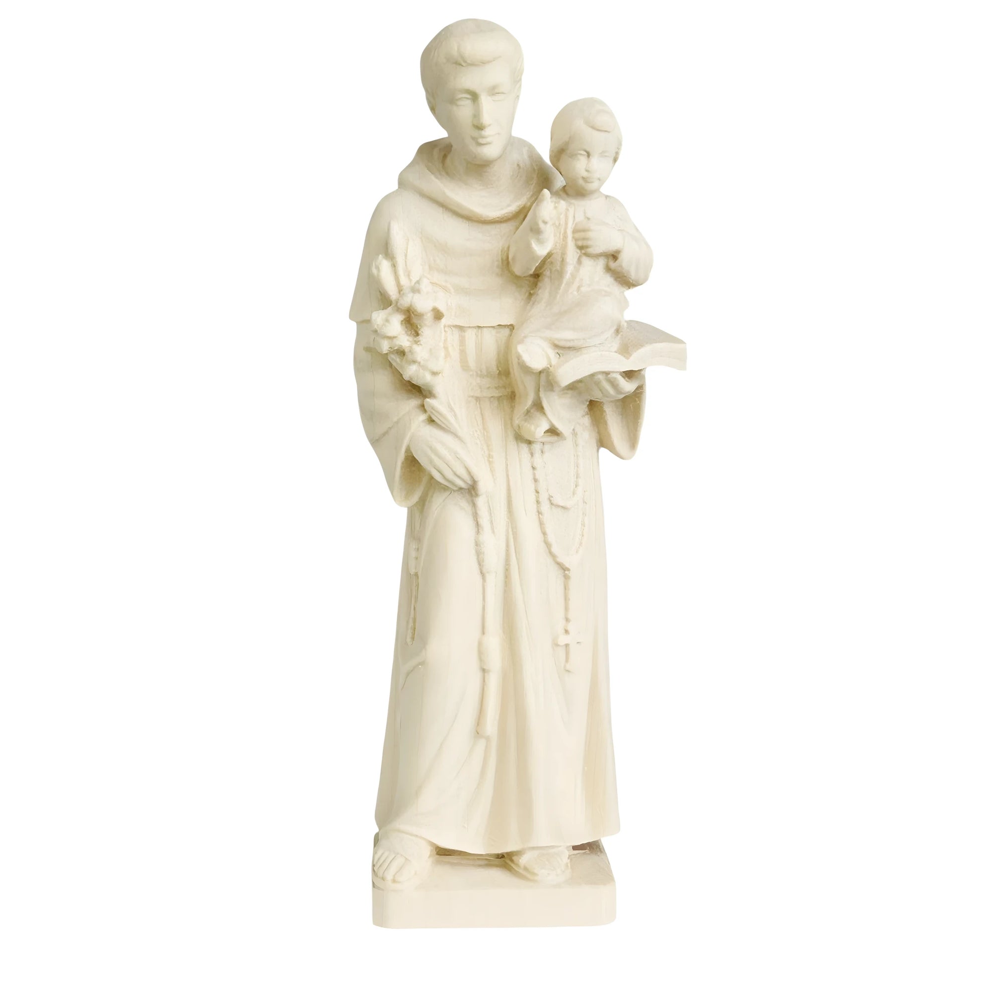 Statua in Legno di Sant'Antonio di Padova con Bambino | Scultura Artigianale Val Gardena