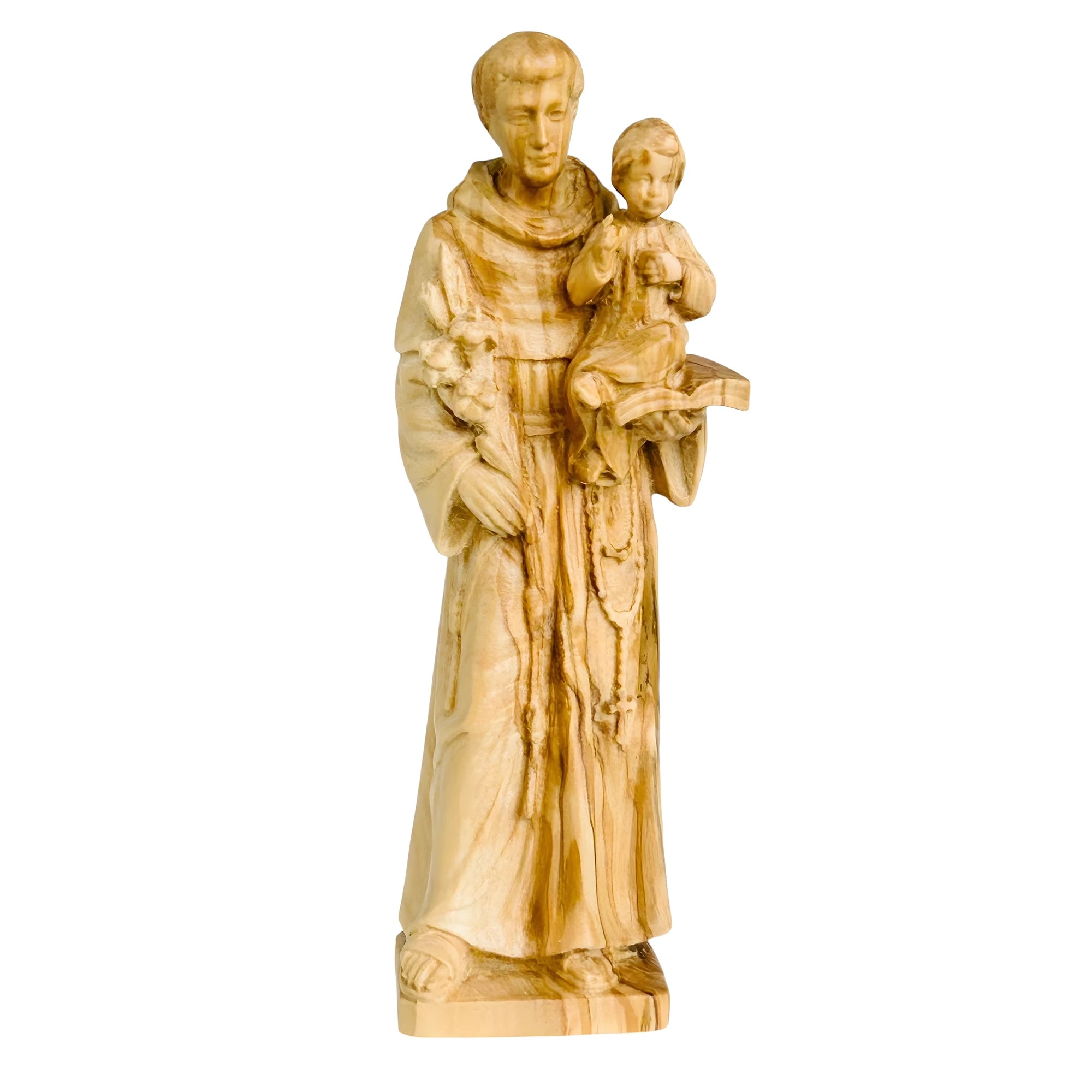 Statua in Legno di Sant'Antonio di Padova con Bambino | Scultura Artigianale Val Gardena