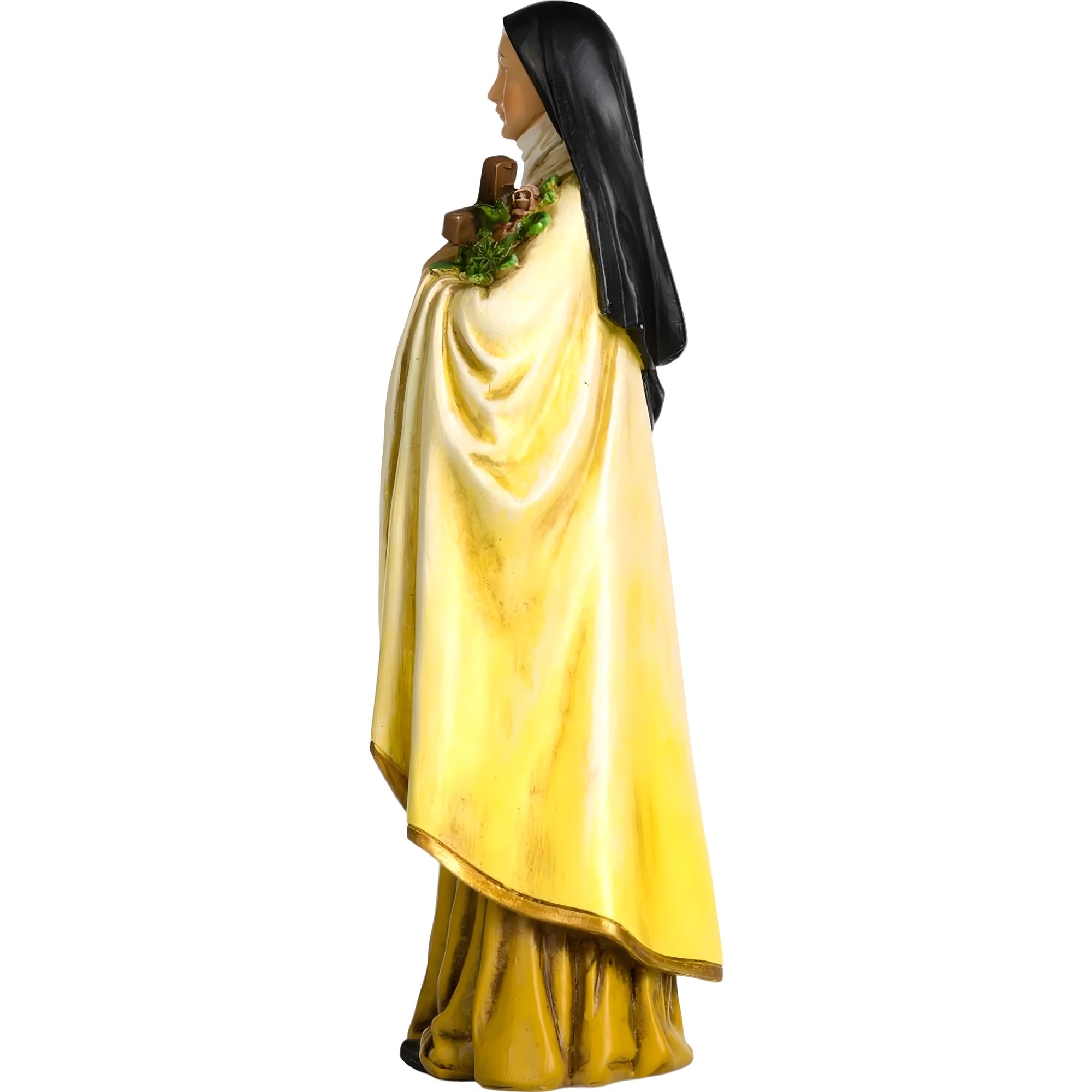 Statua in Pasta di Legno Santa Teresa di Lisieux con Rose