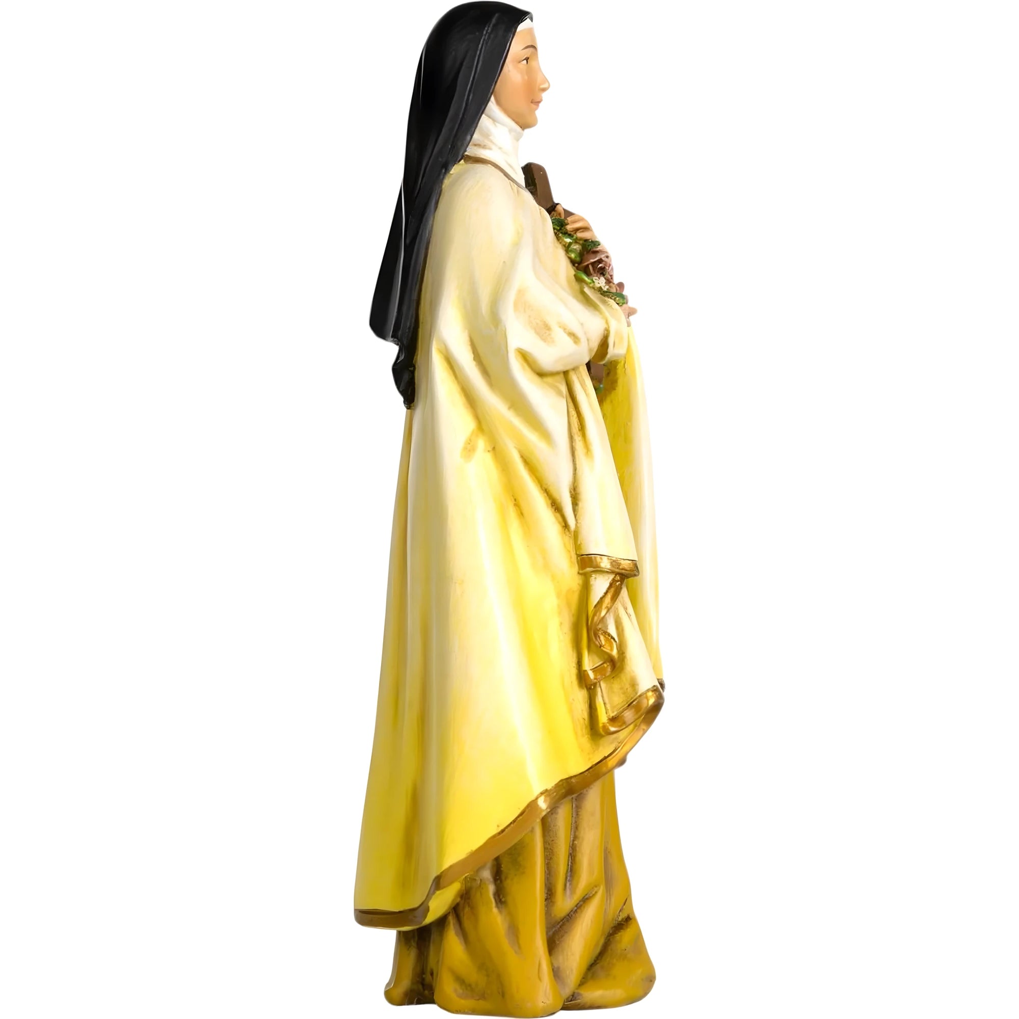 Statua in Pasta di Legno Santa Teresa di Lisieux con Rose