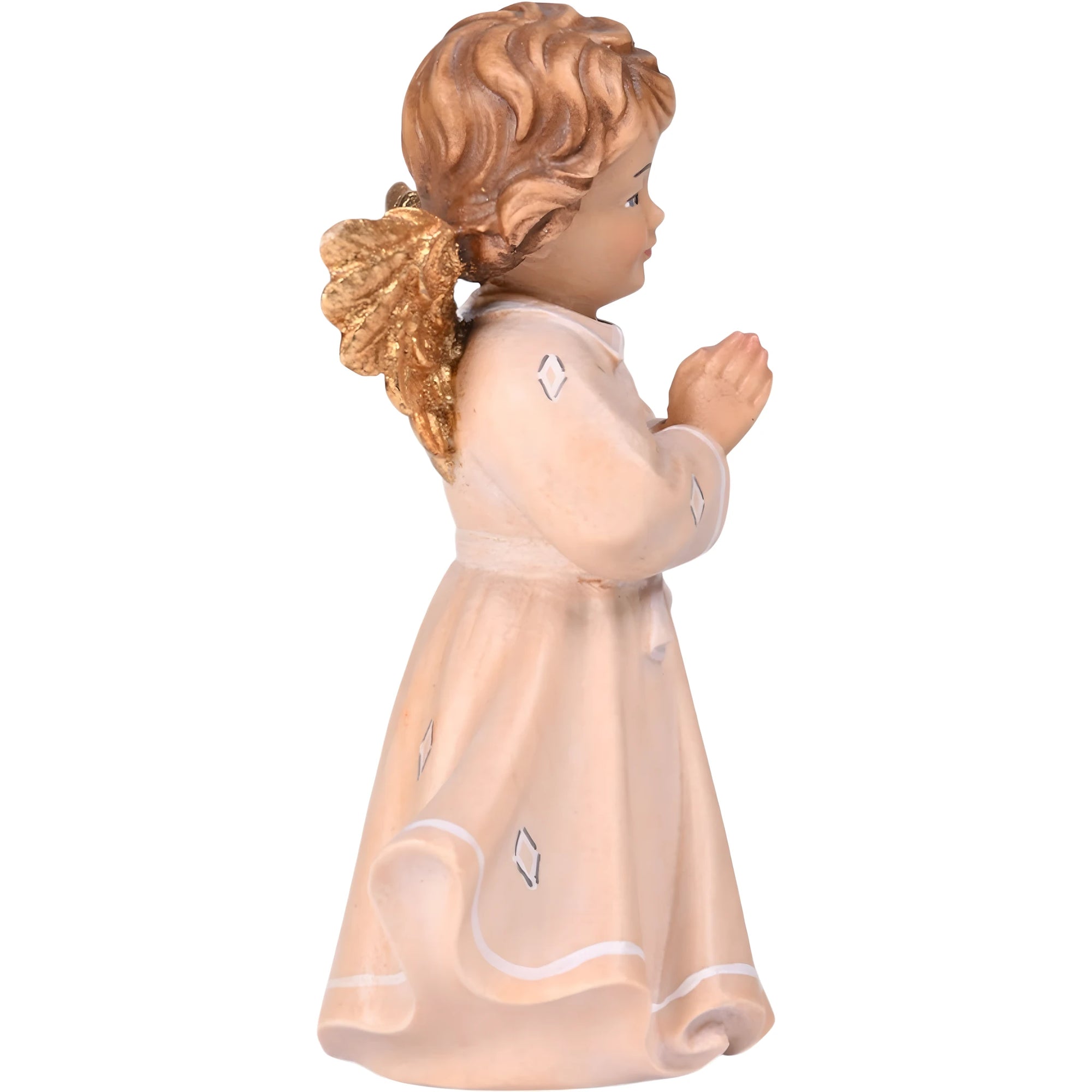 Praying Angel Figurine Carved in Maple Wood from Val Gardena