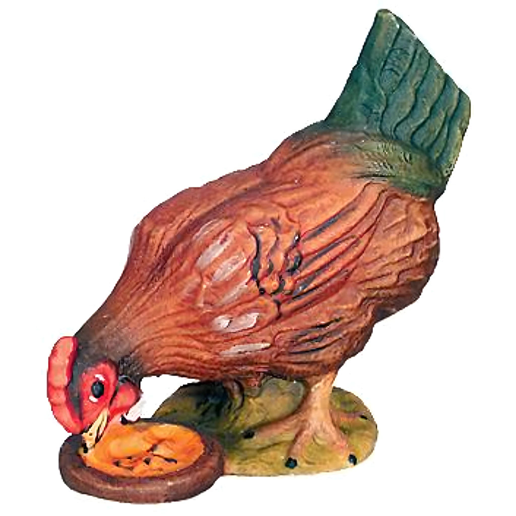Statuetta Gallina in Legno d'Acero, Dipinta a Mano - Artigianato Val Gardena