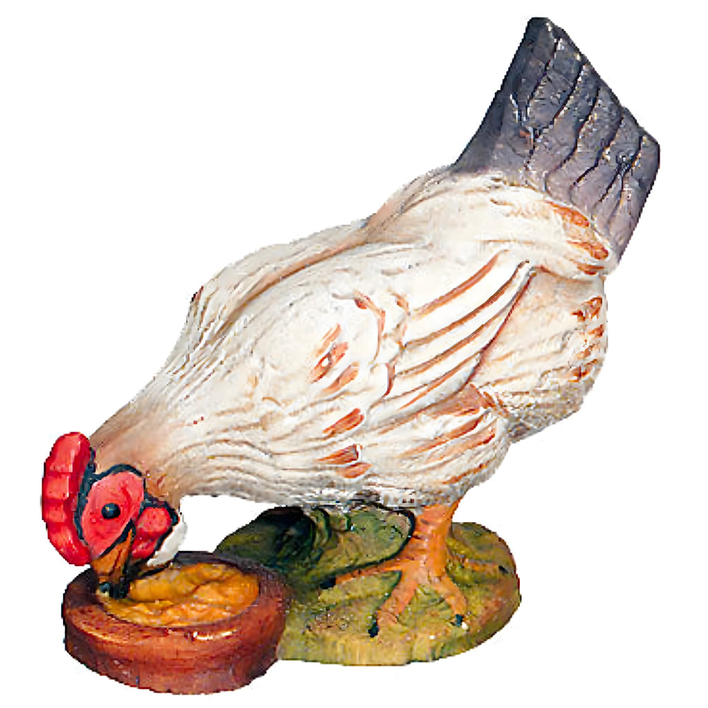Statuetta Gallina in Legno d'Acero, Dipinta a Mano - Artigianato Val Gardena