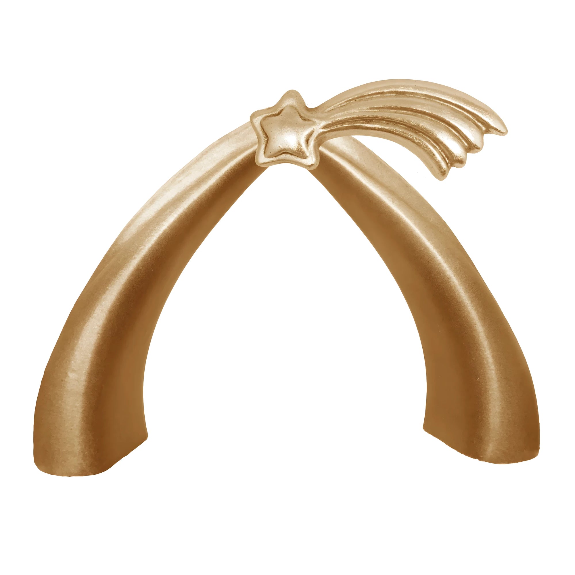 Stella Cometa Stilizzata D'Oro e Arco per Presepe in Legno Val Gardena