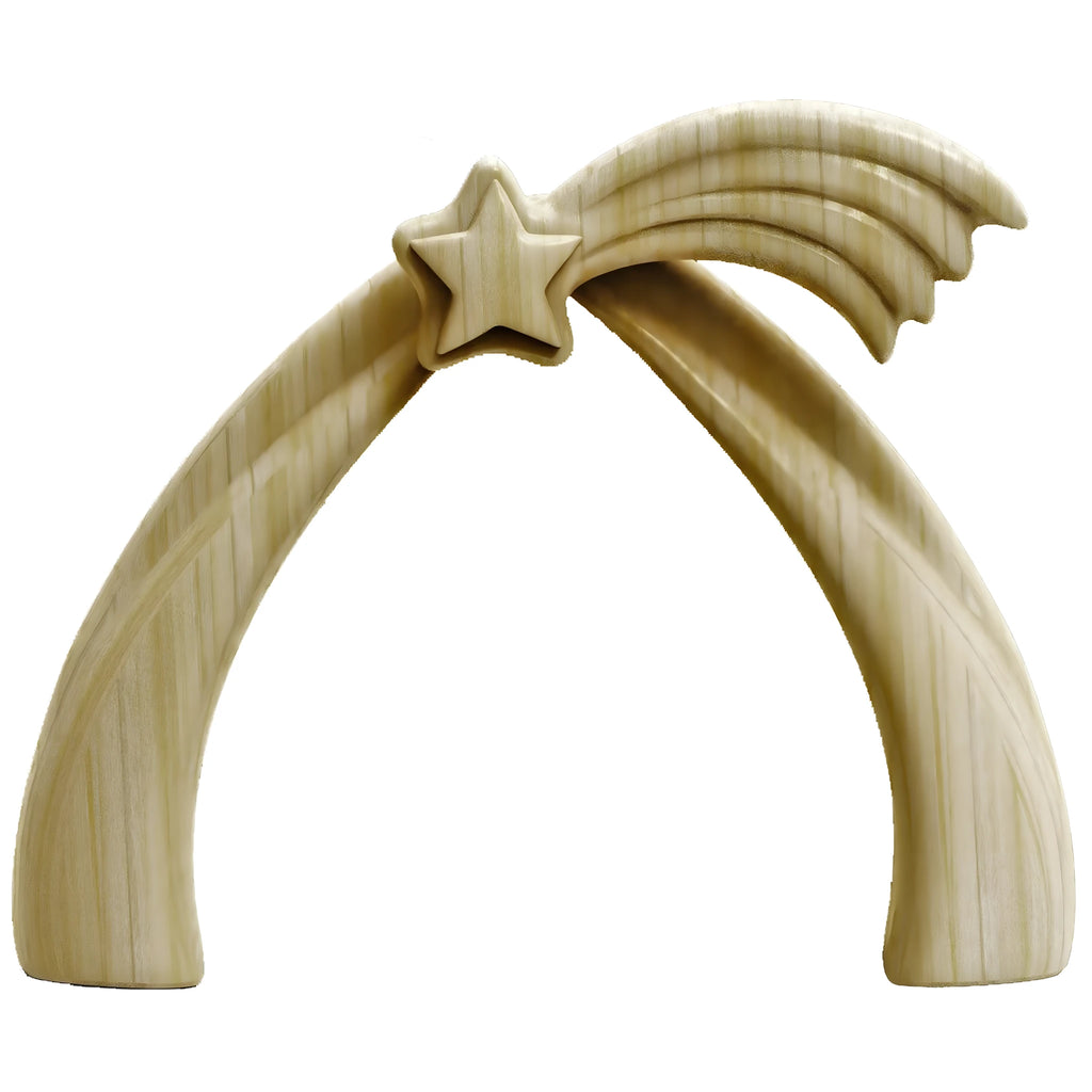 Stilisierter goldener Komet und Bogen für Weihnachtskrippe aus Grödner Holz