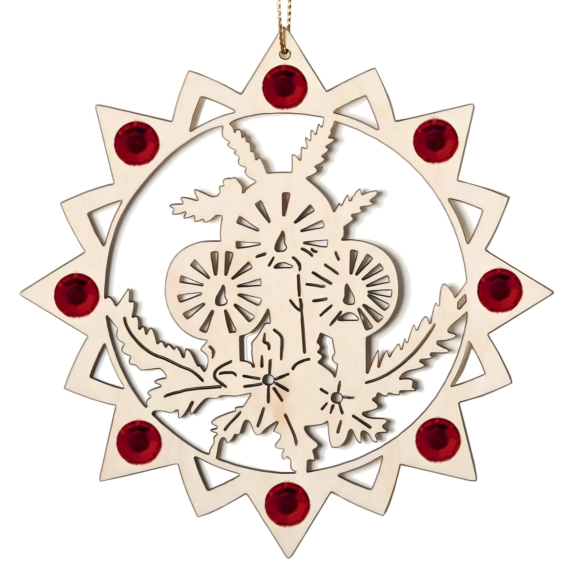 Maple Wood Luminous Star: Owl Ornament with Swarovski Crystals