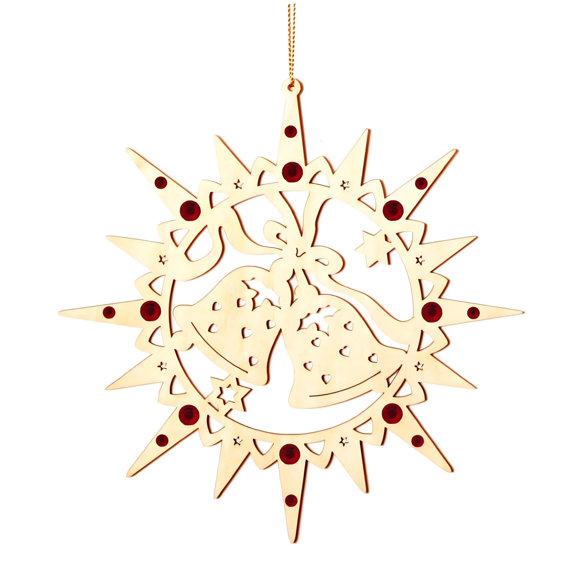 Christmas Star with Carving, Bells and Bright Crystals