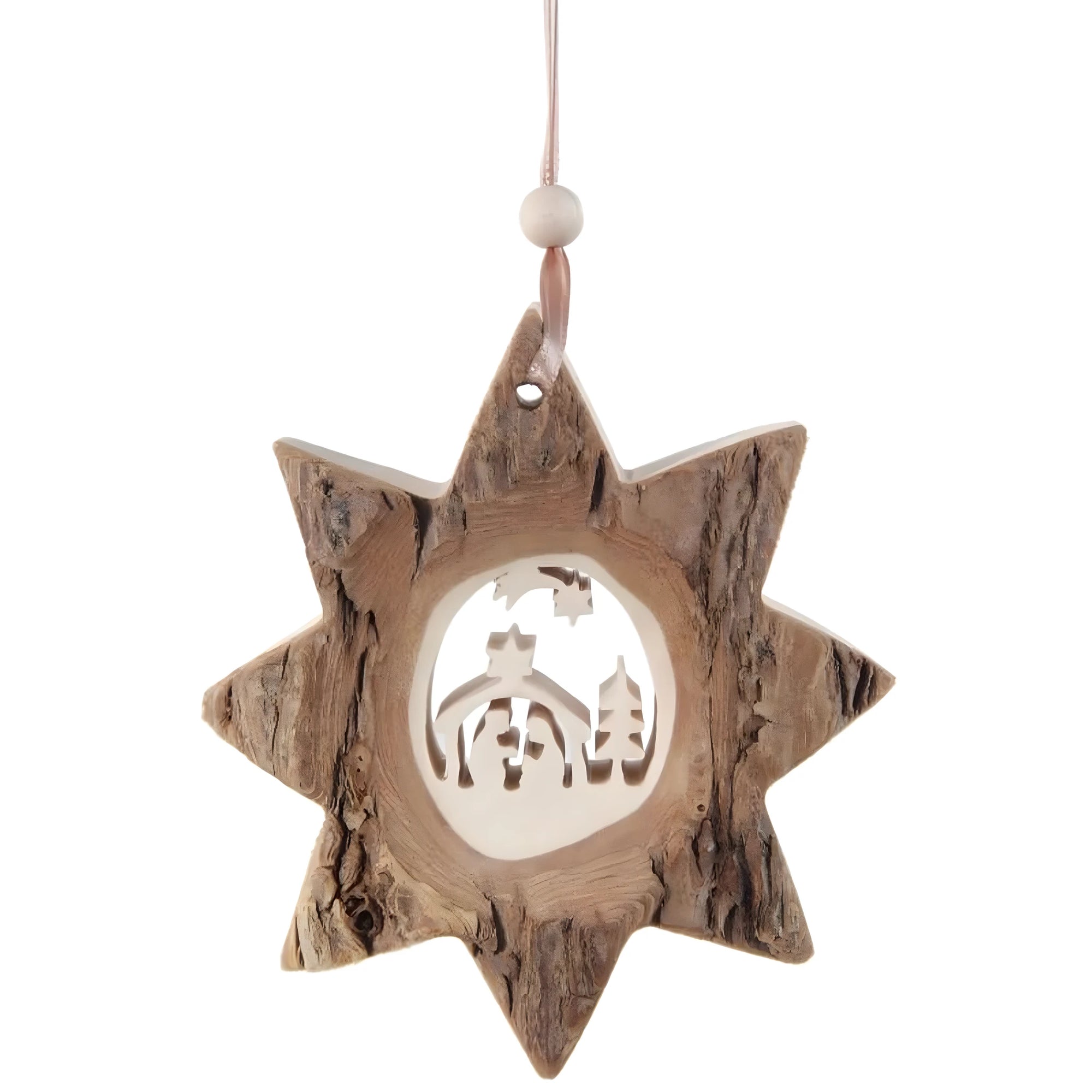 Carved Wooden Star of Bethlehem Nativity Val Gardena 10 cm