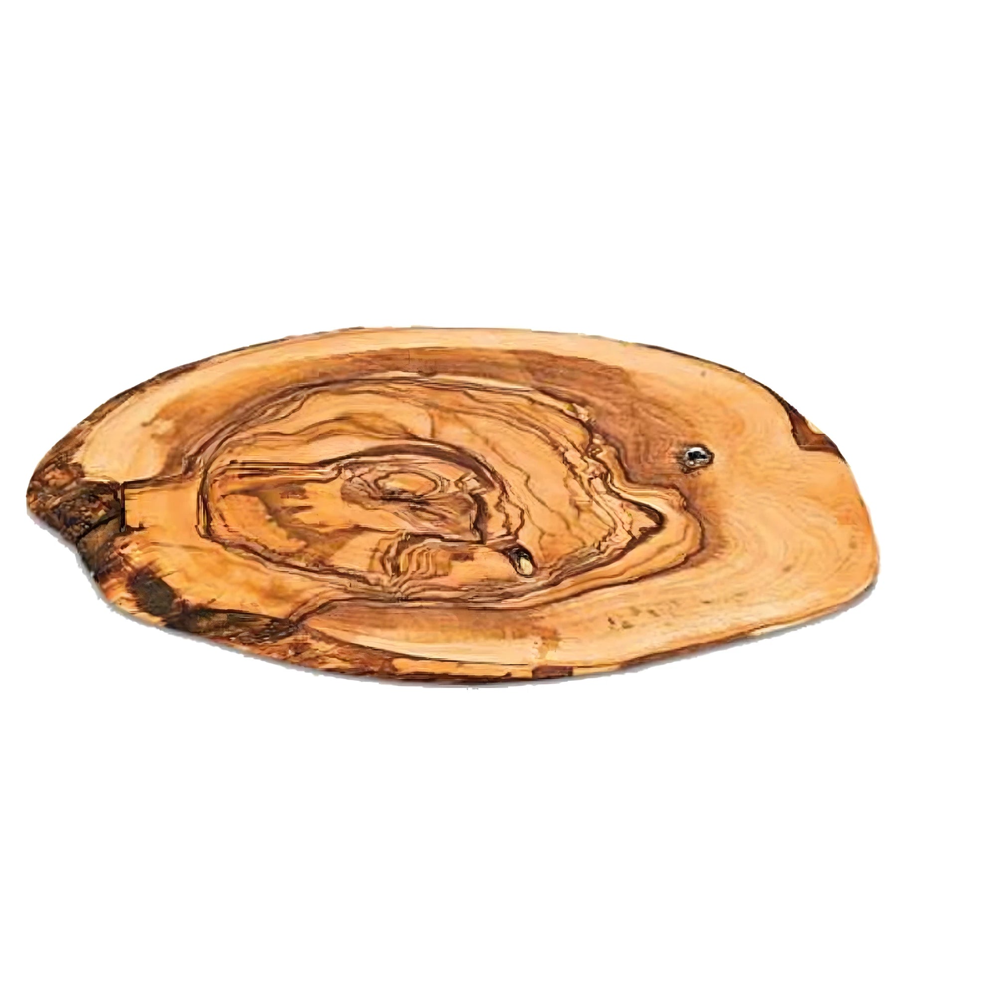 Natural Olive Wood Cutting Board - Rustic Oval Shape