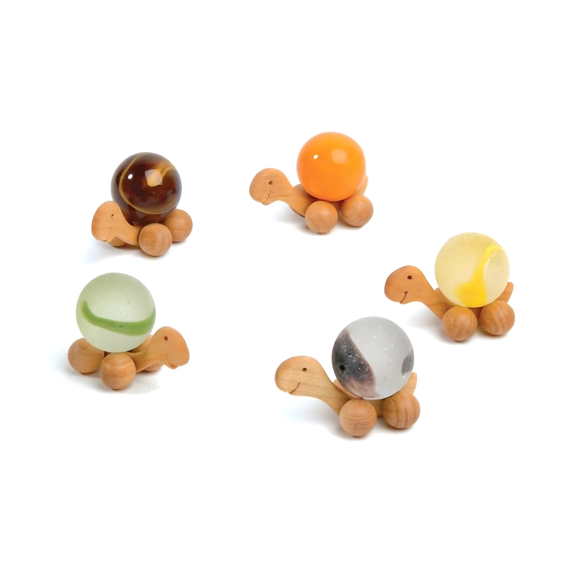 Tartaruga in Legno d'Acero Rotolante con Guscio in Vetro Soffiato