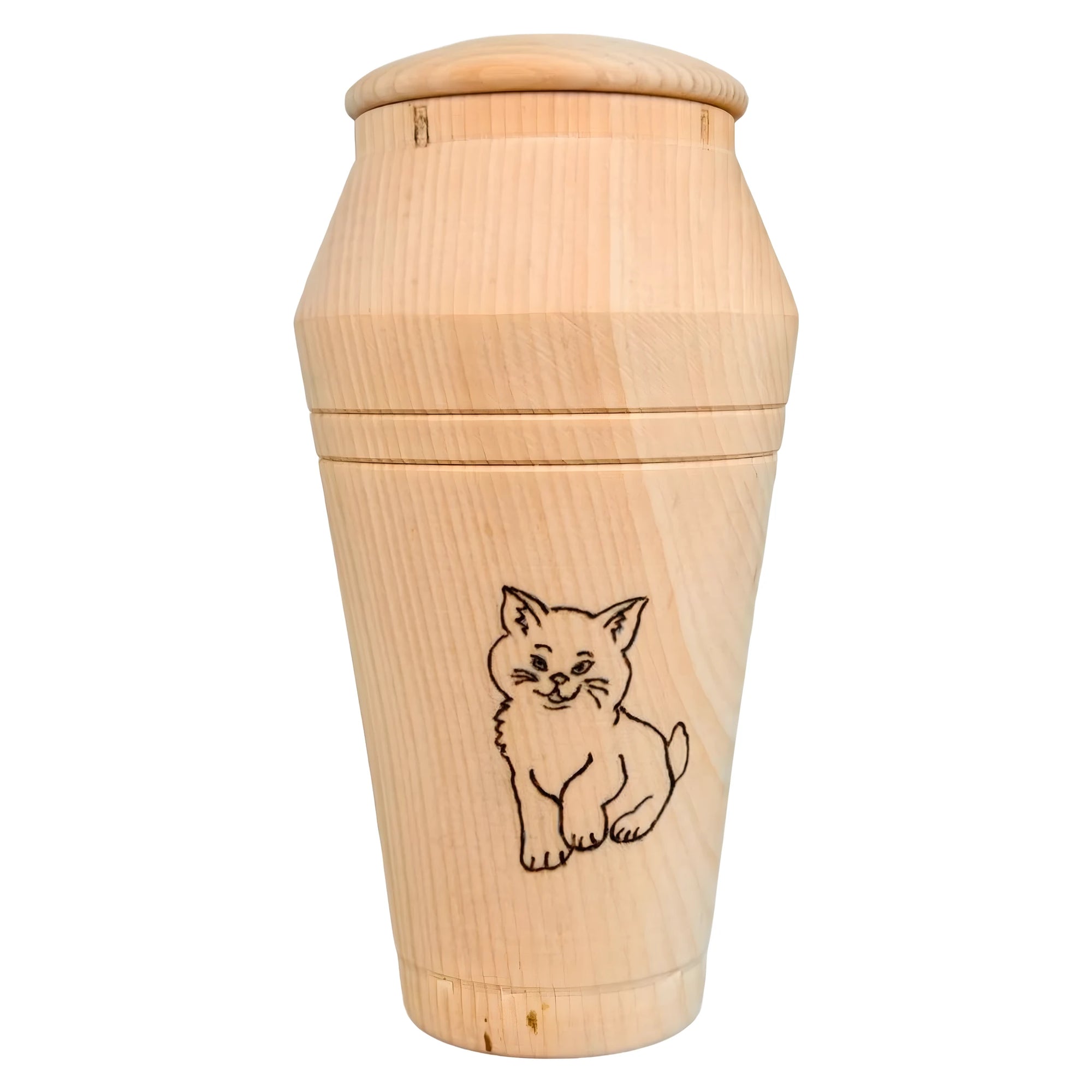 Urne commémorative en bois d'érable pour chat gravée au pyrograveur | 16 cm