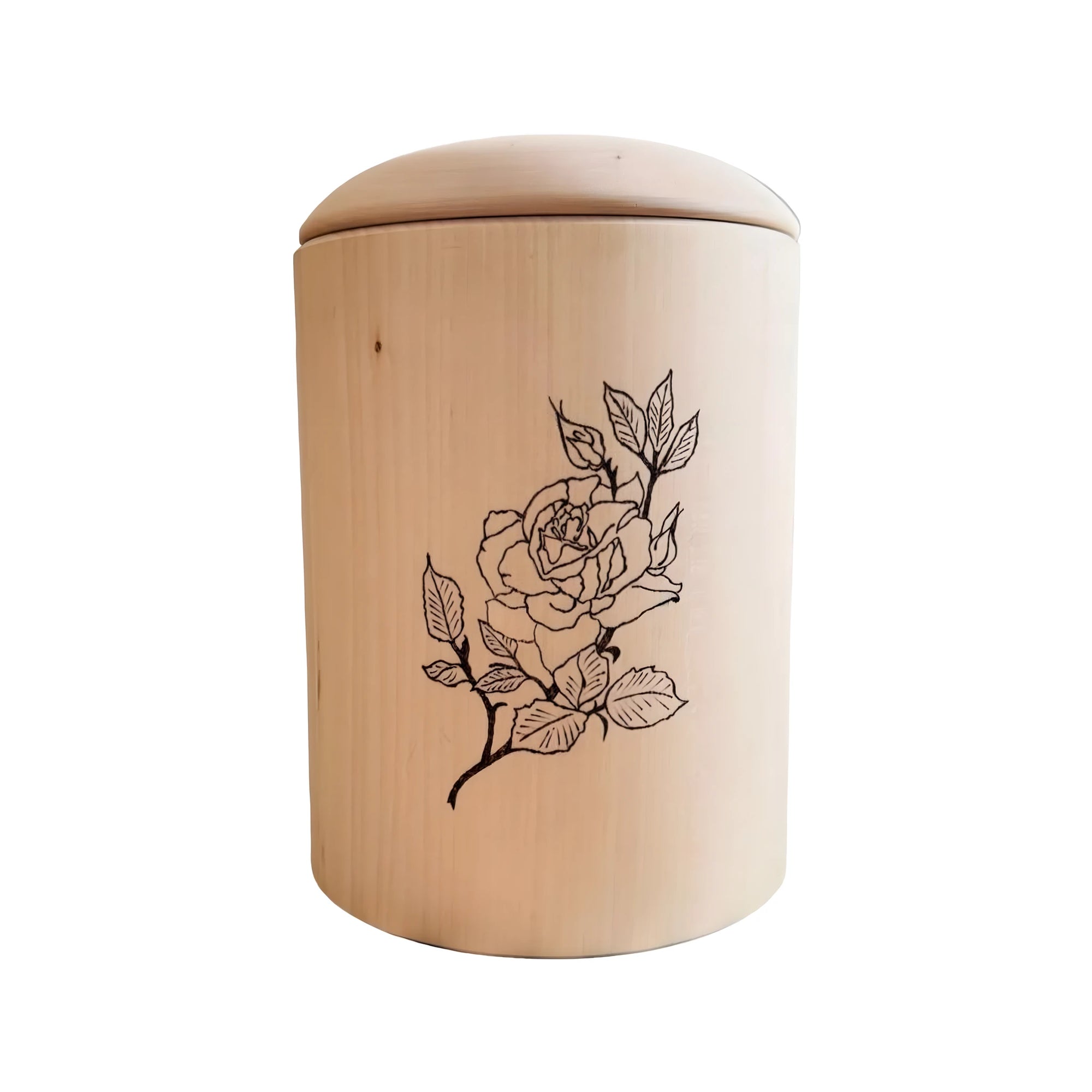 Urna Elegante in Legno d'Acero con Incisione a Rosa | Artigianato Val Gardena