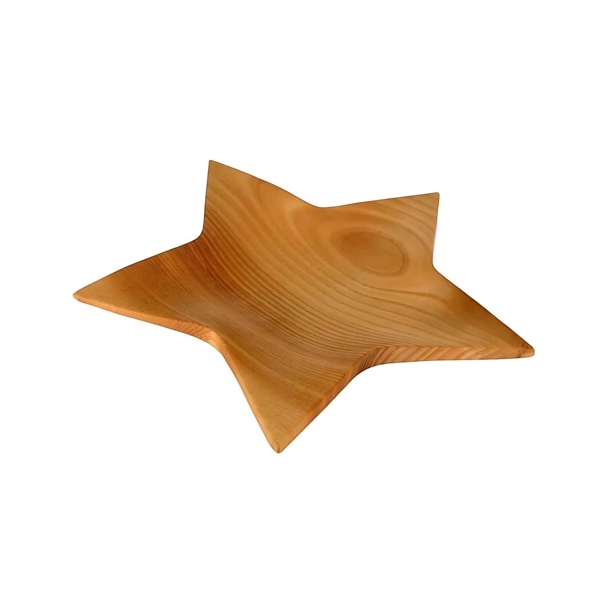 Ciotola a forma di stella Dolfi in legno di frutta naturale, svuotatasche artigianale levigato a mano da 23 cm