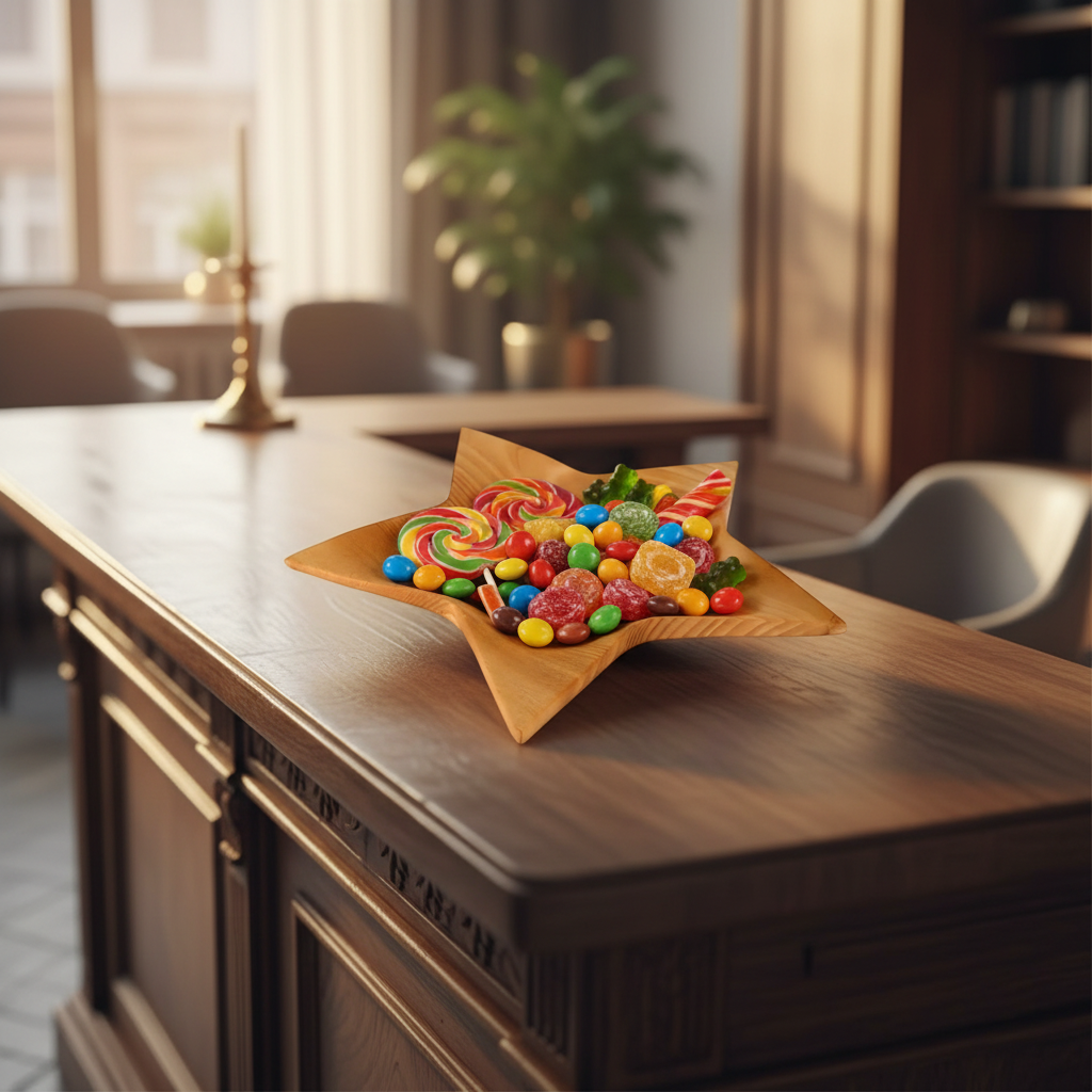 Star-Shaped Fruitwood Bowl | Val Gardena Catchall and Jewellery Dish, 23 cm