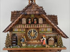 Carved Wooden Cuckoo Clock "Alpine Chalet with Animated Scene
